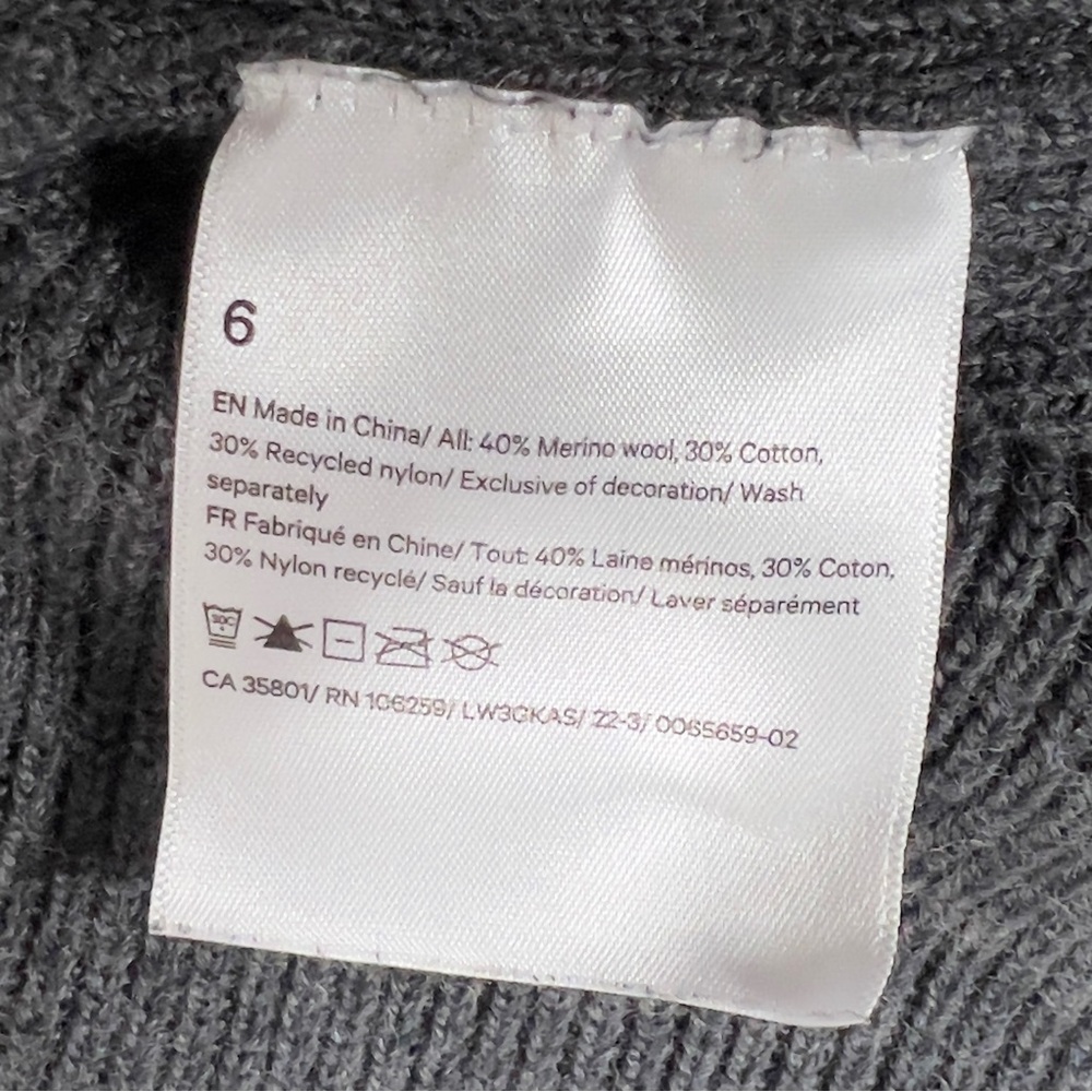 Lululemon Merino‎ Wool-Blend Ribbed Crewneck Sweater Women's 6 Heathered Gray - Picture 5 of 10
